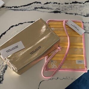 Marc Jacobs Shiny Gold Bag with Pink and Yellow Floral jewelry Organizer